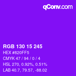 Color code: RGB 130 15 245 | qconv.com