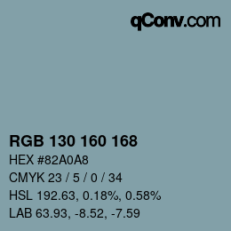 Color code: RGB 130 160 168 | qconv.com