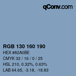 Color code: RGB 130 160 190 | qconv.com