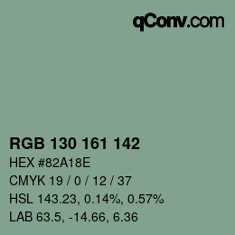 Color code: RGB 130 161 142 | qconv.com