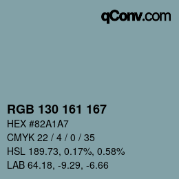 Color code: RGB 130 161 167 | qconv.com