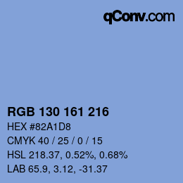 Color code: RGB 130 161 216 | qconv.com