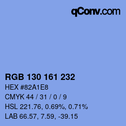 Color code: RGB 130 161 232 | qconv.com