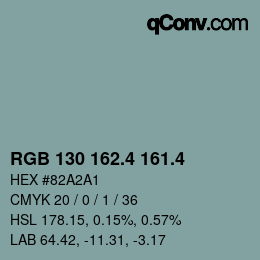 カラーコード: RGB 130 162.4 161.4 | qconv.com