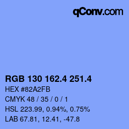 カラーコード: RGB 130 162.4 251.4 | qconv.com