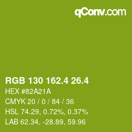 カラーコード: RGB 130 162.4 26.4 | qconv.com