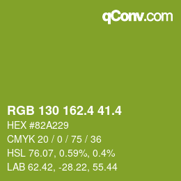 カラーコード: RGB 130 162.4 41.4 | qconv.com