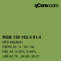 カラーコード: RGB 130 162.4 81.4 | qconv.com
