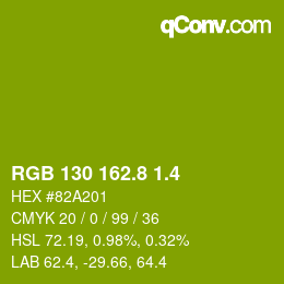 カラーコード: RGB 130 162.8 1.4 | qconv.com