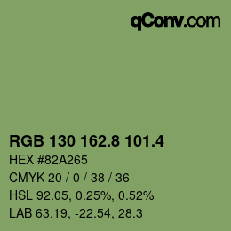 カラーコード: RGB 130 162.8 101.4 | qconv.com