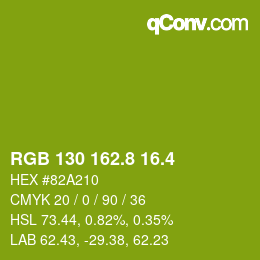 カラーコード: RGB 130 162.8 16.4 | qconv.com
