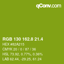 カラーコード: RGB 130 162.8 21.4 | qconv.com