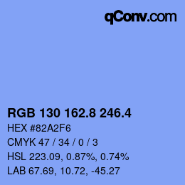 カラーコード: RGB 130 162.8 246.4 | qconv.com