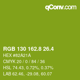 カラーコード: RGB 130 162.8 26.4 | qconv.com