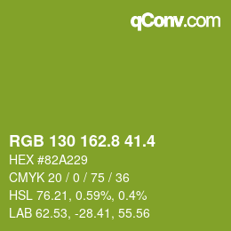 カラーコード: RGB 130 162.8 41.4 | qconv.com
