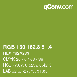 カラーコード: RGB 130 162.8 51.4 | qconv.com