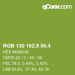 カラーコード: RGB 130 162.8 56.4 | qconv.com