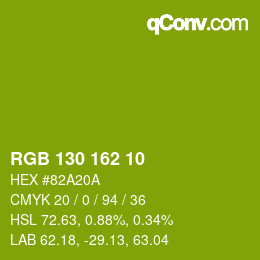 カラーコード: RGB 130 162 10 | qconv.com