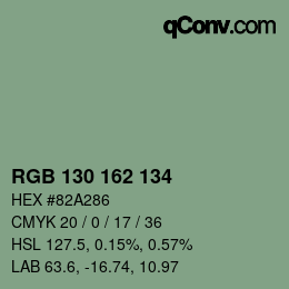 Color code: RGB 130 162 134 | qconv.com