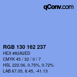 Color code: RGB 130 162 237 | qconv.com