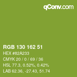 Color code: RGB 130 162 51 | qconv.com