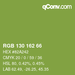 Color code: RGB 130 162 66 | qconv.com