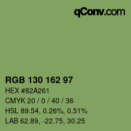 Color code: RGB 130 162 97 | qconv.com