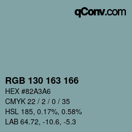 Color code: RGB 130 163 166 | qconv.com