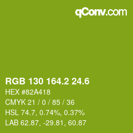 カラーコード: RGB 130 164.2 24.6 | qconv.com