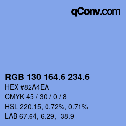 カラーコード: RGB 130 164.6 234.6 | qconv.com