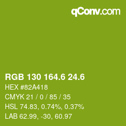 カラーコード: RGB 130 164.6 24.6 | qconv.com