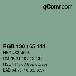 カラーコード: RGB 130 165 144 | qconv.com