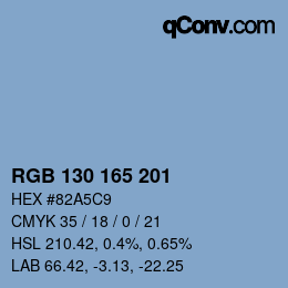 Color code: RGB 130 165 201 | qconv.com