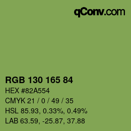 Color code: RGB 130 165 84 | qconv.com