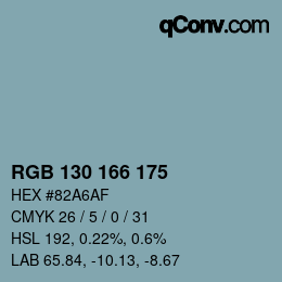 Color code: RGB 130 166 175 | qconv.com