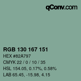 Color code: RGB 130 167 151 | qconv.com