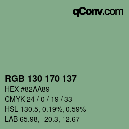 Color code: RGB 130 170 137 | qconv.com