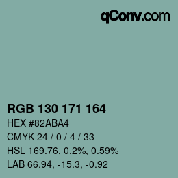 Código de color: RGB 130 171 164 | qconv.com