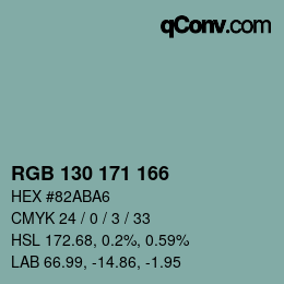 Código de color: RGB 130 171 166 | qconv.com