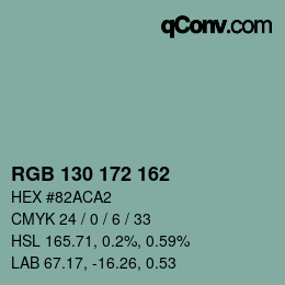 Color code: RGB 130 172 162 | qconv.com