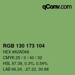 Color code: RGB 130 173 104 | qconv.com
