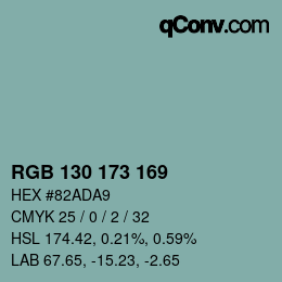 Farbcode: RGB 130 173 169 | qconv.com