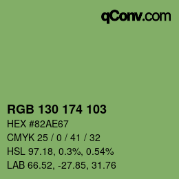 Color code: RGB 130 174 103 | qconv.com