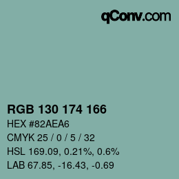 Color code: RGB 130 174 166 | qconv.com