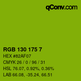 Color code: RGB 130 175 7 | qconv.com