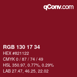 カラーコード: RGB 130 17 34 | qconv.com