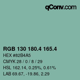 カラーコード: RGB 130 180.4 165.4 | qconv.com