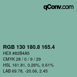 カラーコード: RGB 130 180.8 165.4 | qconv.com