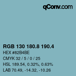 カラーコード: RGB 130 180.8 190.4 | qconv.com