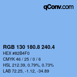 カラーコード: RGB 130 180.8 240.4 | qconv.com